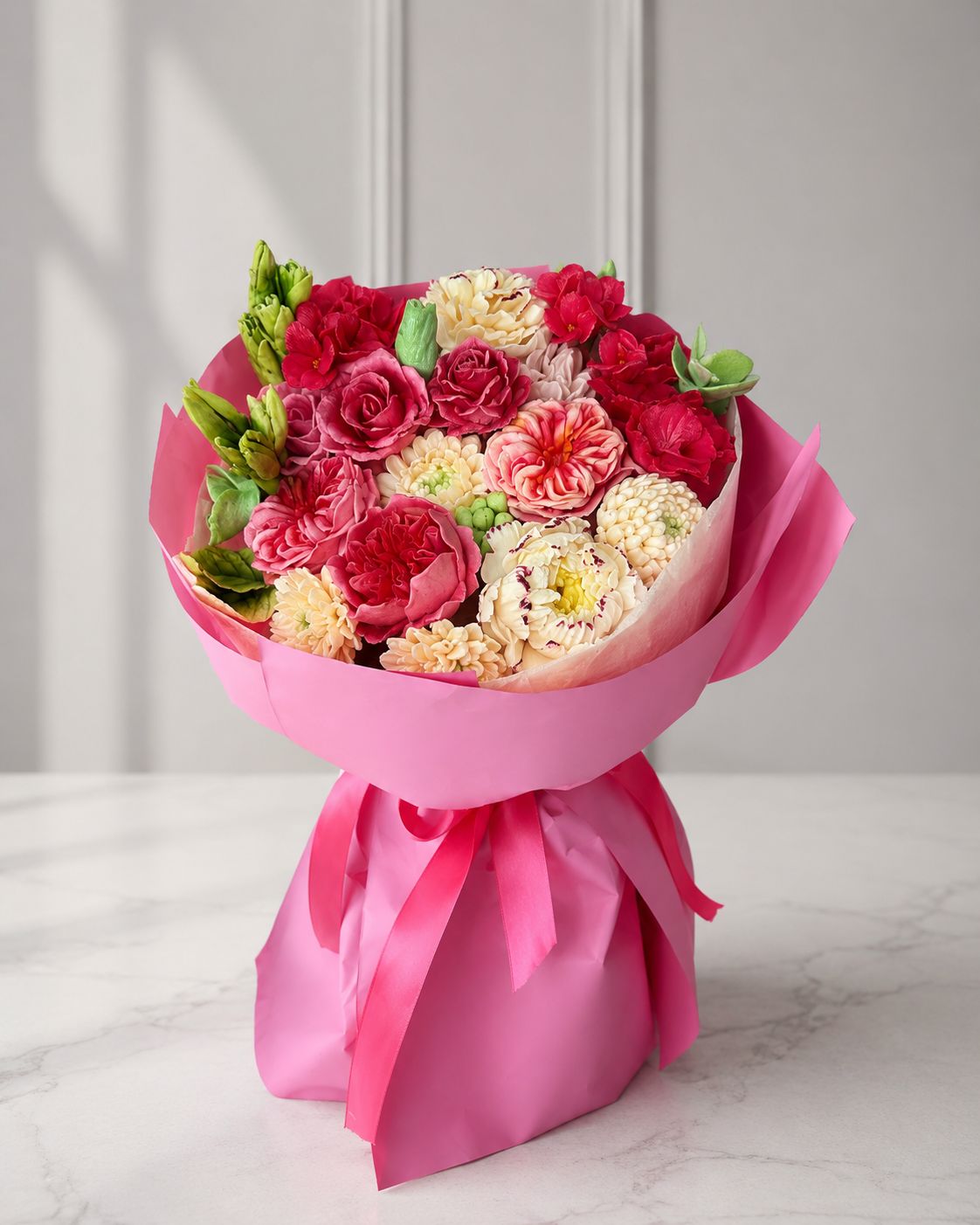 Pink Couture M buchet roz cu mix premium din bezea